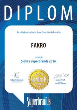 Marka FAKRO otrzymała nagrodę Superbrands 2014 na Słowacji