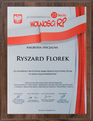 Ryszard Florek nagrodzony tytułem Przedsiębiorca 25-lecia Wolności RP