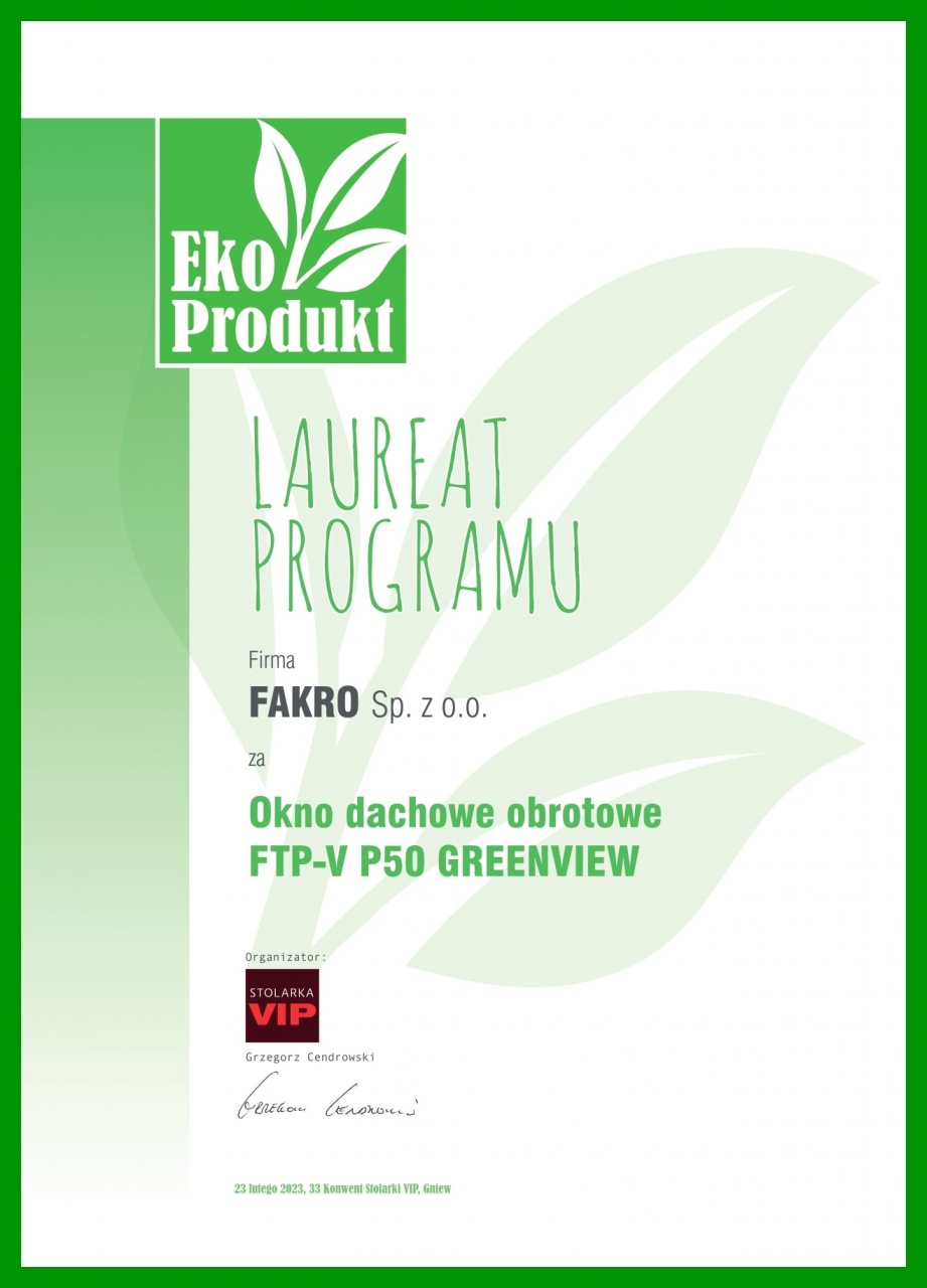 Okno dachowe FAKRO GREENVIEW – „EKOPRODUKTEM 2023”